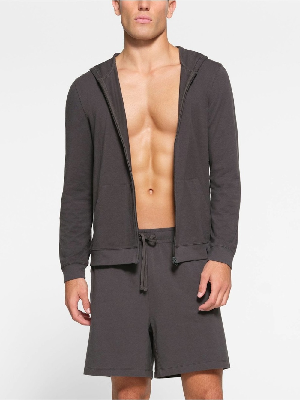 NWT SKIMS men jersey lounge zip up $78 •ASH • various sizes